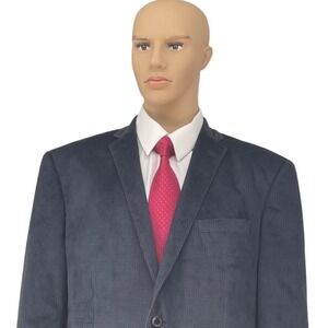 BAHRACH Mens Navy Blue Plaid  Velour Blazer Sport Coat Suit Jacket Size 46R